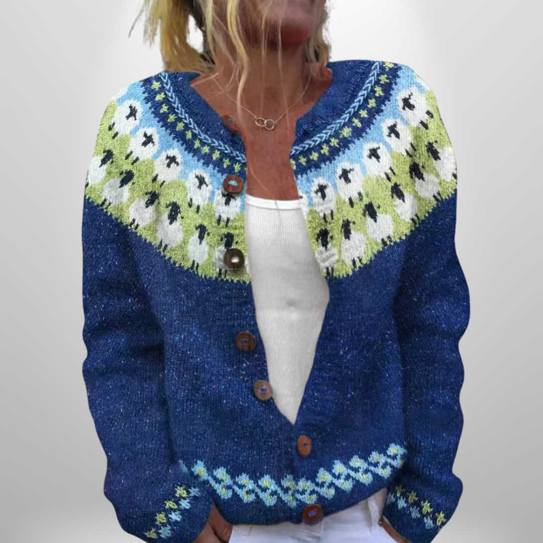 Freja™ | Cardigan with Sheep Pattern