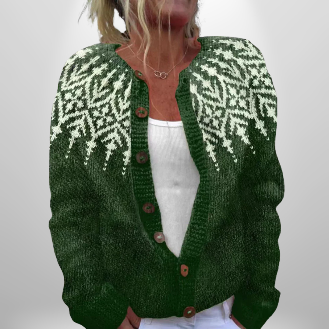 Ingrid™ | Patterned Green Cardigan
