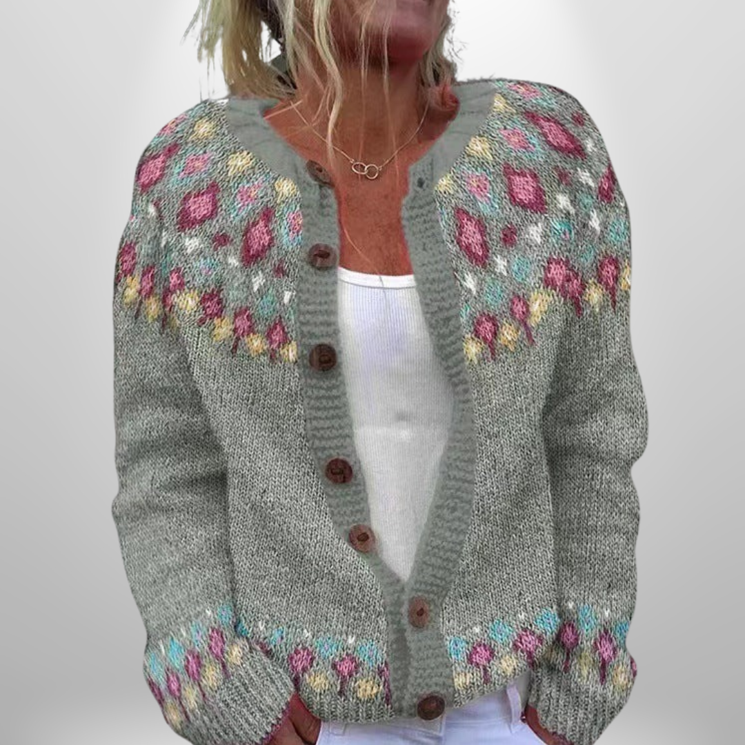 Elva™ | Gray Patterned Cardigan