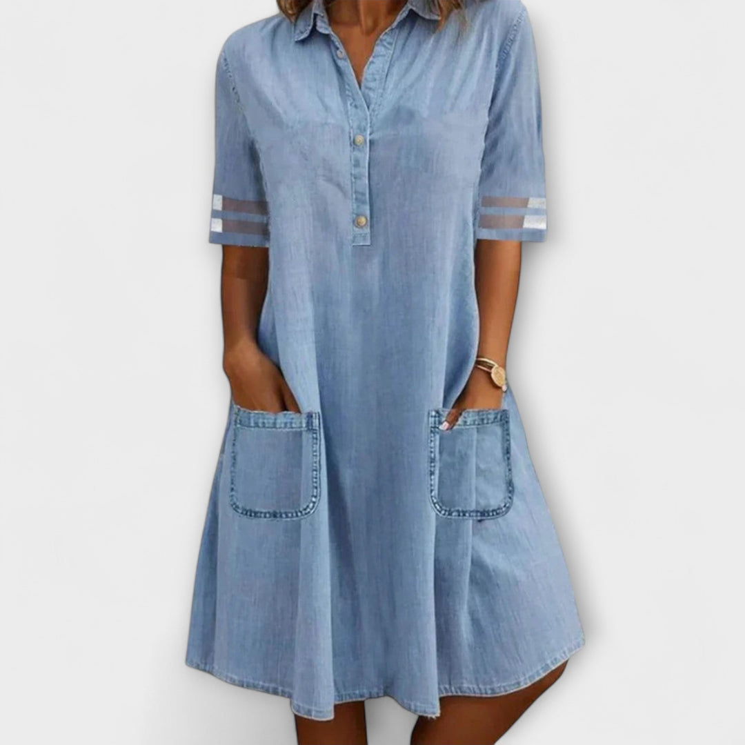Liora – Cotton Denim Shirt Dress