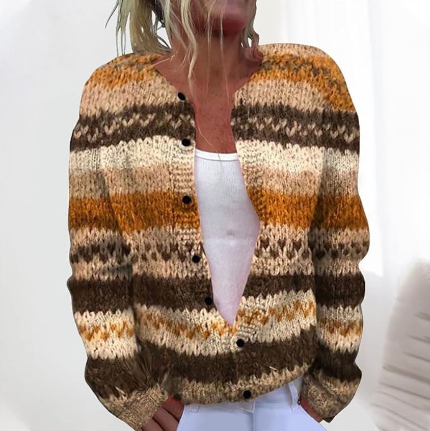 Ida™ | Brown Striped Cardigan