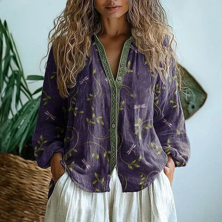 Seliora™ | Leaf Print Blouse