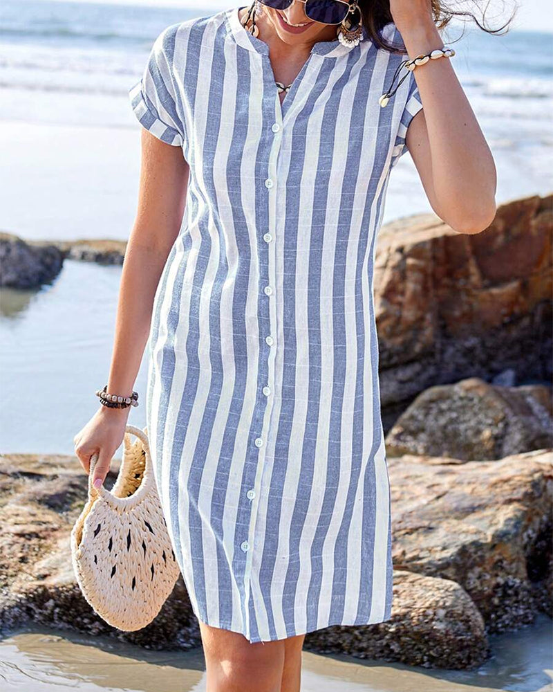 Celeste™ | Striped Shirt Dress