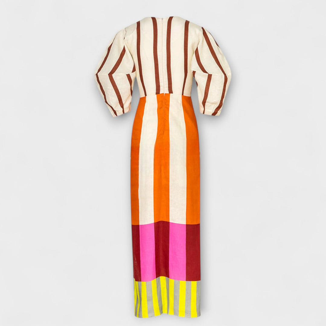 Kaya - Maxi Dress with Front Cut-Out and Puff Sleeves