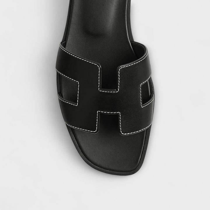 Nelia – Flat Summer Slippers with Decorative Stitching