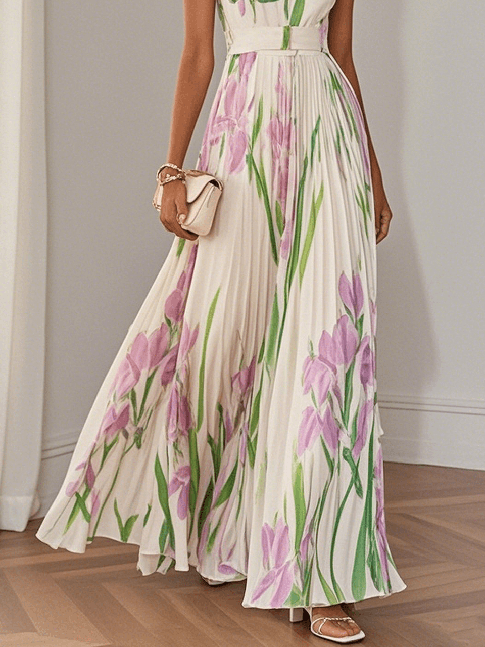 Liana™ | Pleated Chiffon Maxi Dress