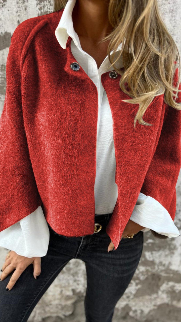 BEA | Women’s Wool Coat with Round Neckline and Long Sleeves