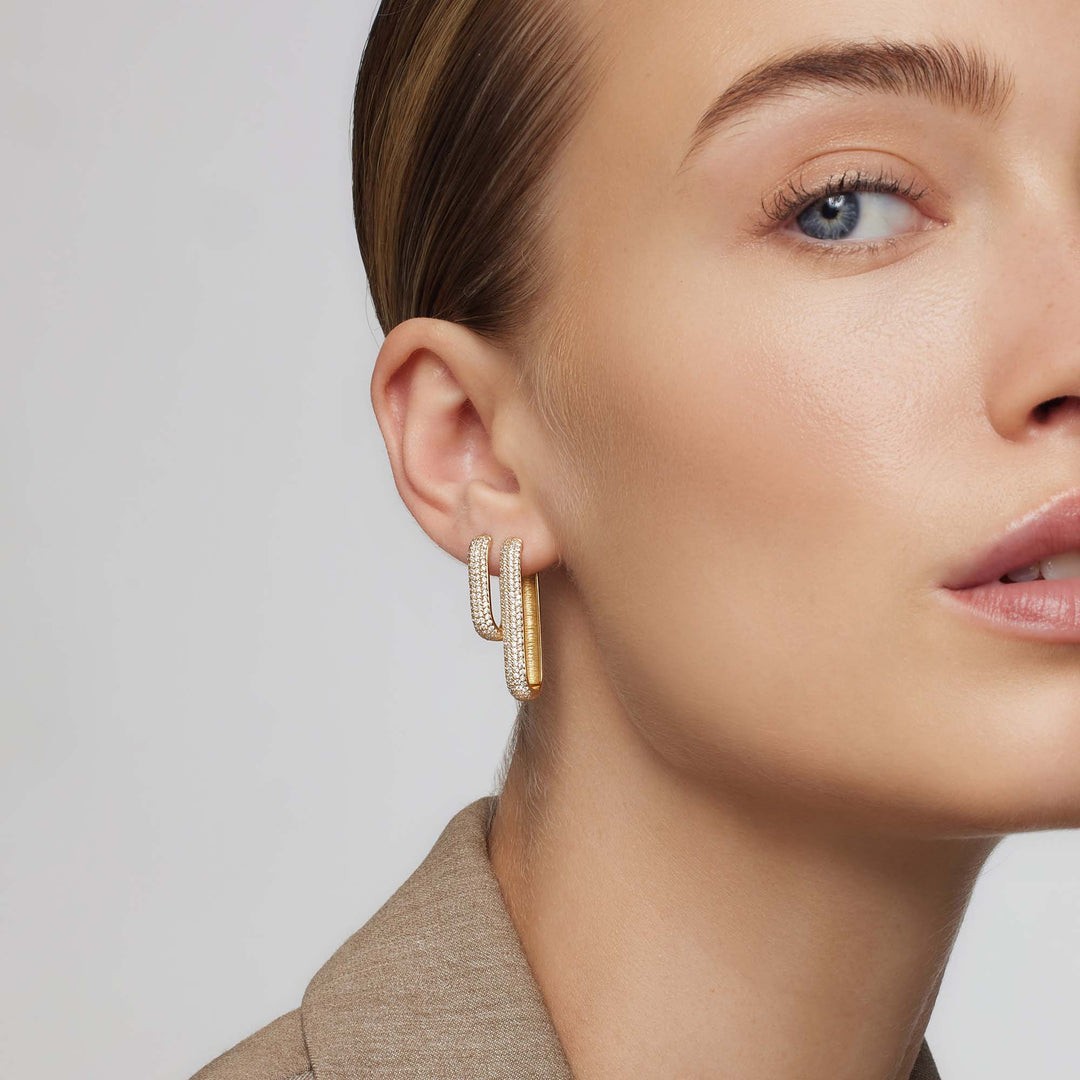 Natalie™ | Pavé Gold Hoops