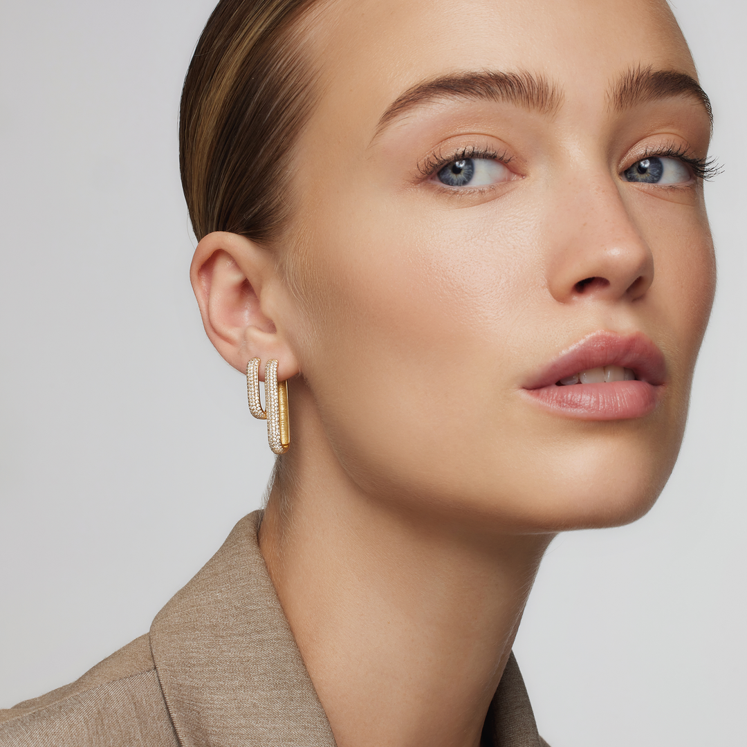 Natalie™ | Pavé Gold Hoops