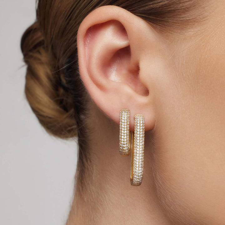 Natalie™ | Pavé Gold Hoops