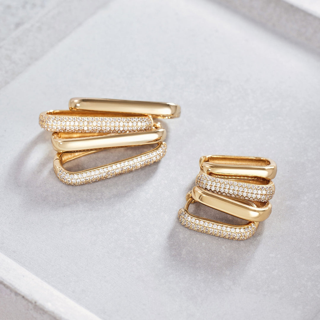 Natalie™ | Pavé Gold Hoops