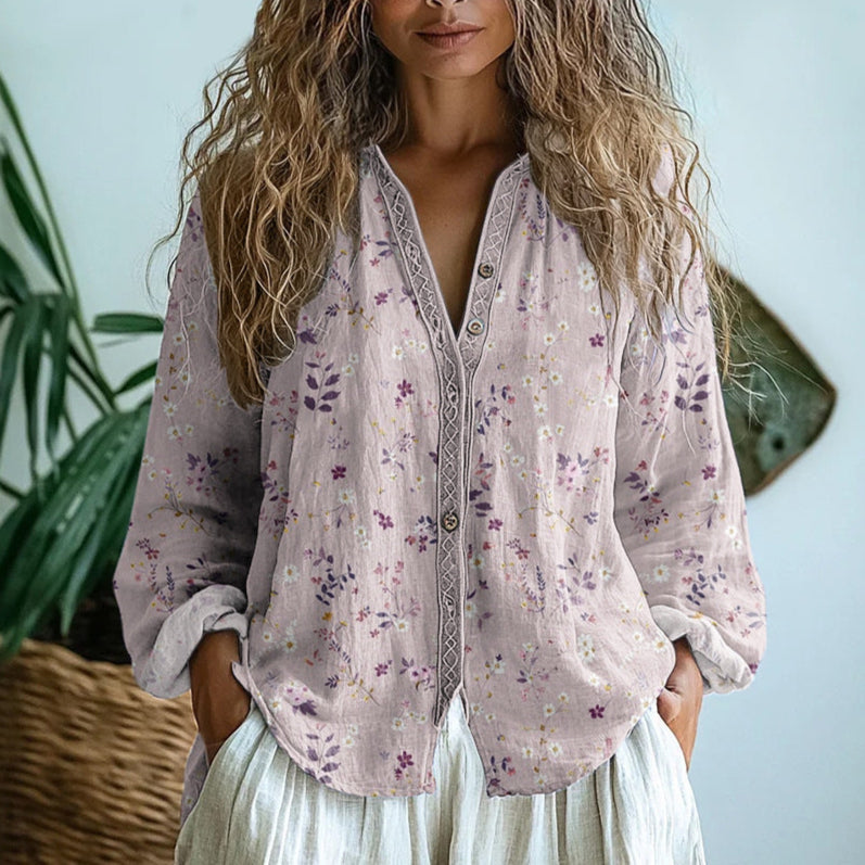 Seliora™ | Leaf Print Blouse