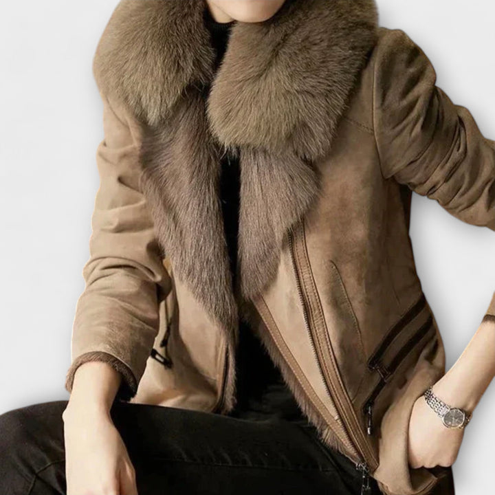 Leonora™ Shearling Jacket with Fur Collar