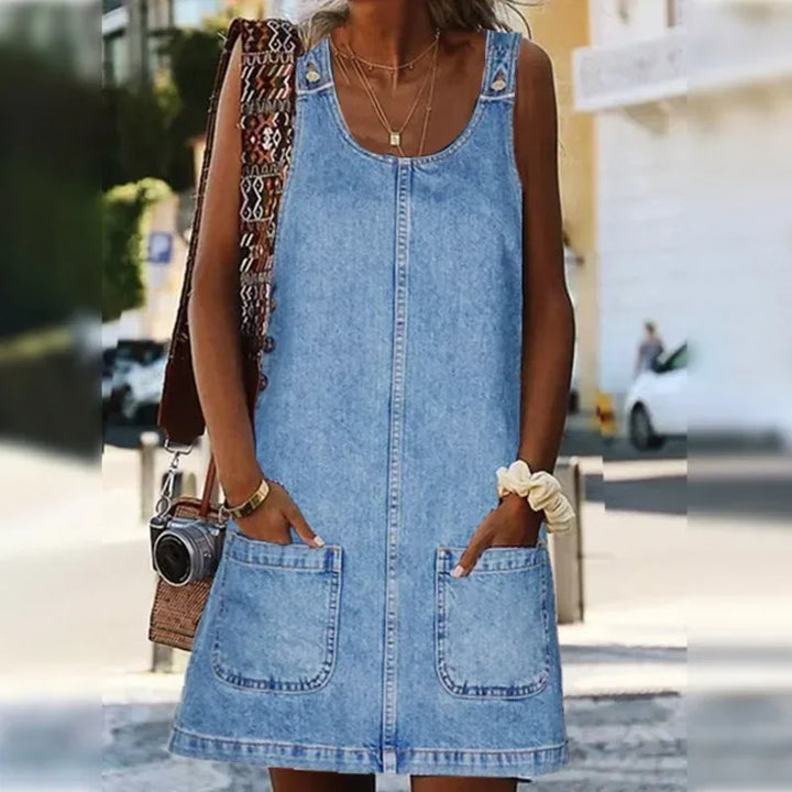 Camille™ | Light‑Denim Summer Dress
