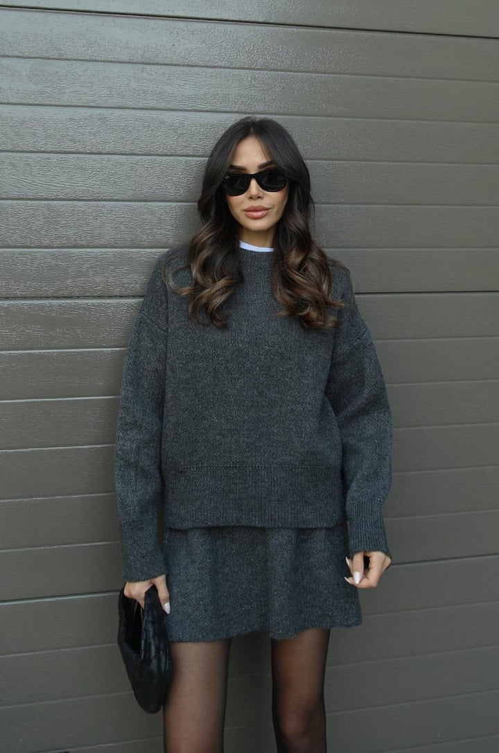 Nora | Cozy Knitted Two-Piece Set for Women: Jumper and Skirt Combo