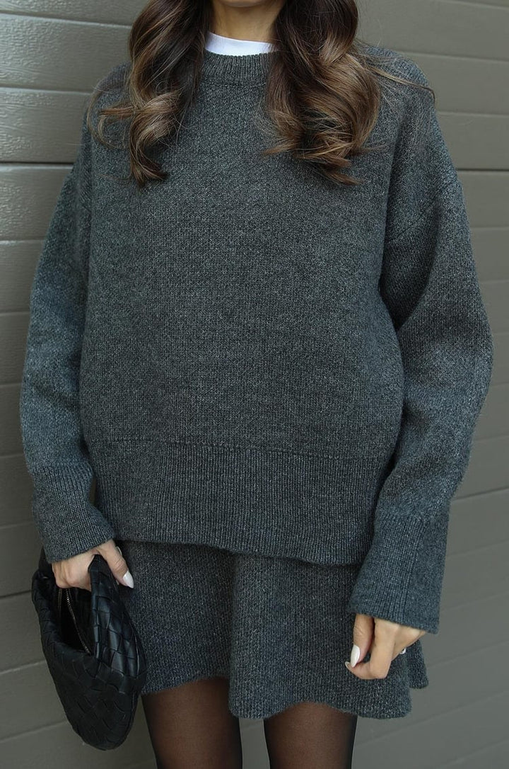 Nora | Cozy Knitted Two-Piece Set for Women: Jumper and Skirt Combo