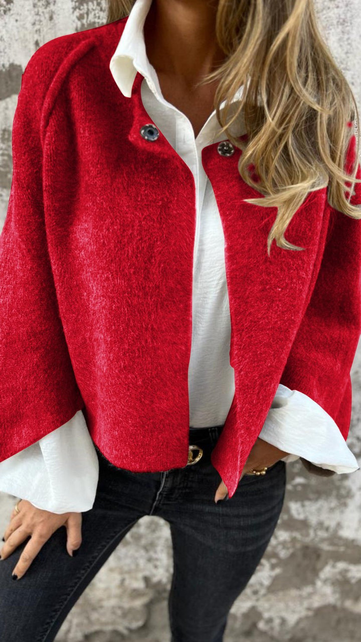 BEA | Women’s Wool Coat with Round Neckline and Long Sleeves