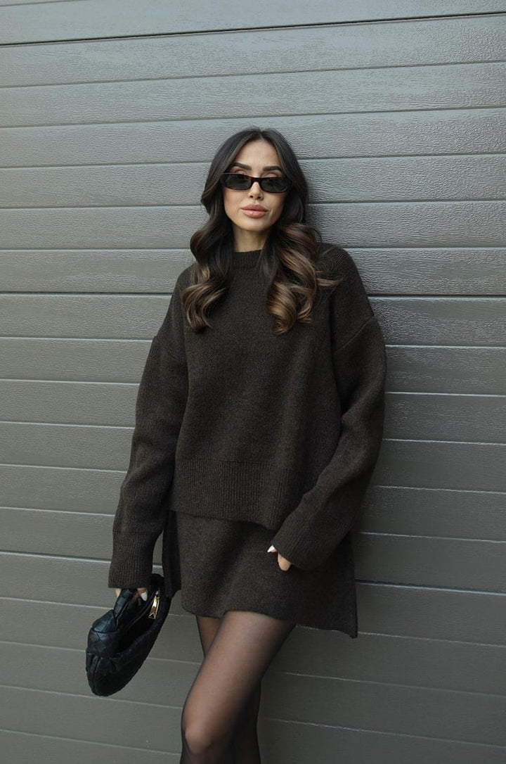Nora | Cozy Knitted Two-Piece Set for Women: Jumper and Skirt Combo