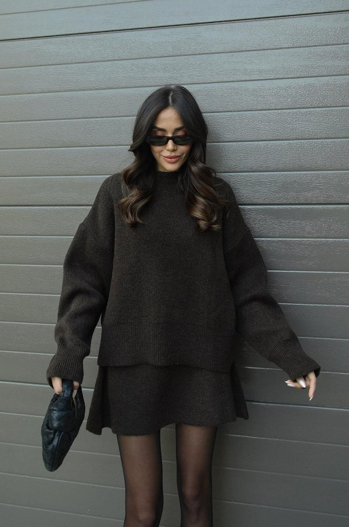 Nora | Cozy Knitted Two-Piece Set for Women: Jumper and Skirt Combo