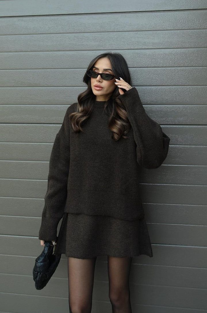 Nora | Cozy Knitted Two-Piece Set for Women: Jumper and Skirt Combo