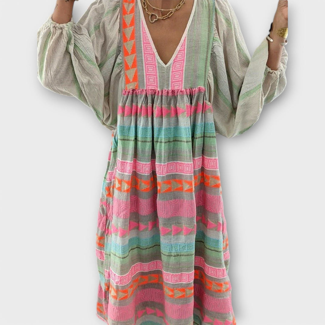 Kaia – Boho Embroidered Maxi Dress